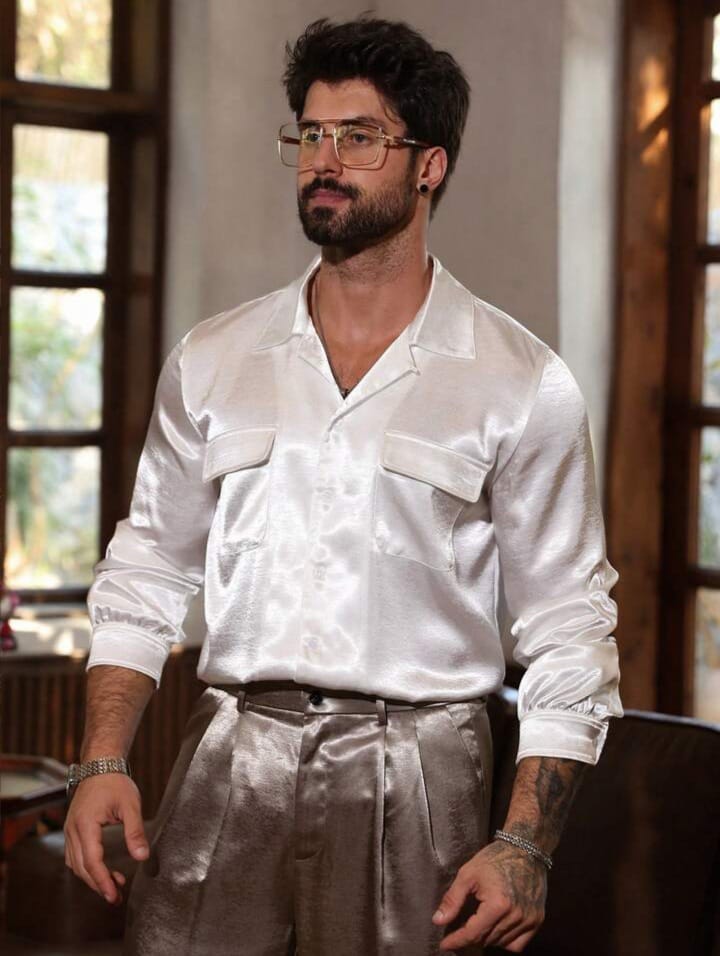 Men's Solid White Satin Poplin Shirt